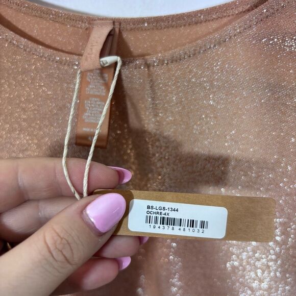 SKIMS Shimmer Long Sleeve Bodysuit Ochre Size 4x NEW with tags Thong - Picture 13 of 16